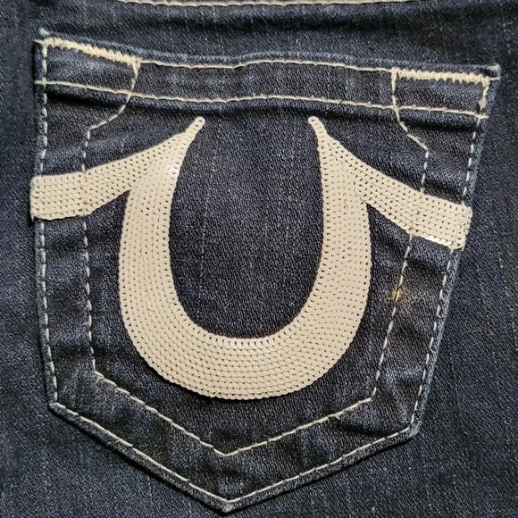 True Religion Lola Jeans Sequin Pocket Logo Cut:603155 style:104H06CI #0014 - Picture 1 of 10